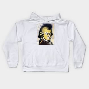 Wolfgang Amadeus Mozart Yellow Portrait | Wolfgang Amadeus Mozart Artwork 9 Kids Hoodie